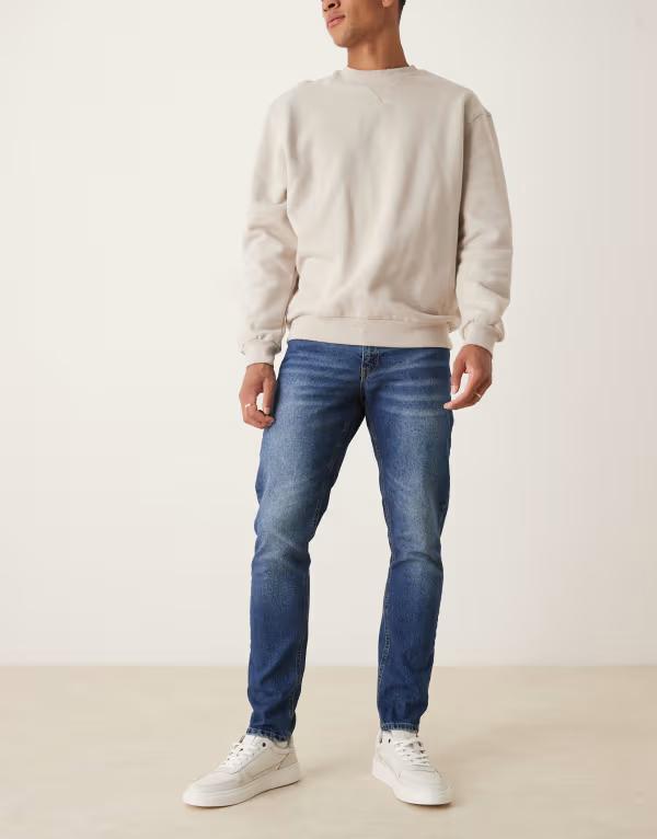 エイソス メンズ ボトムス ジーンズズボン下 か細い填まる デニム ASOS DESIGN slim fit jeans インチ dark wash Dark wash blue 青色