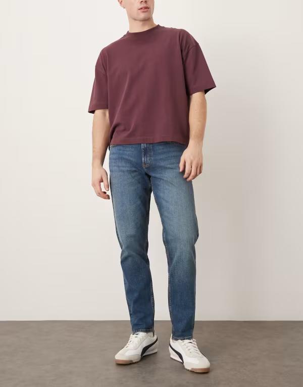 エイソス メンズ ボトムス デニムパンツ ジーンズ ASOS DESIGN tapered jeans in dark wash Dark wash blue ブルー
