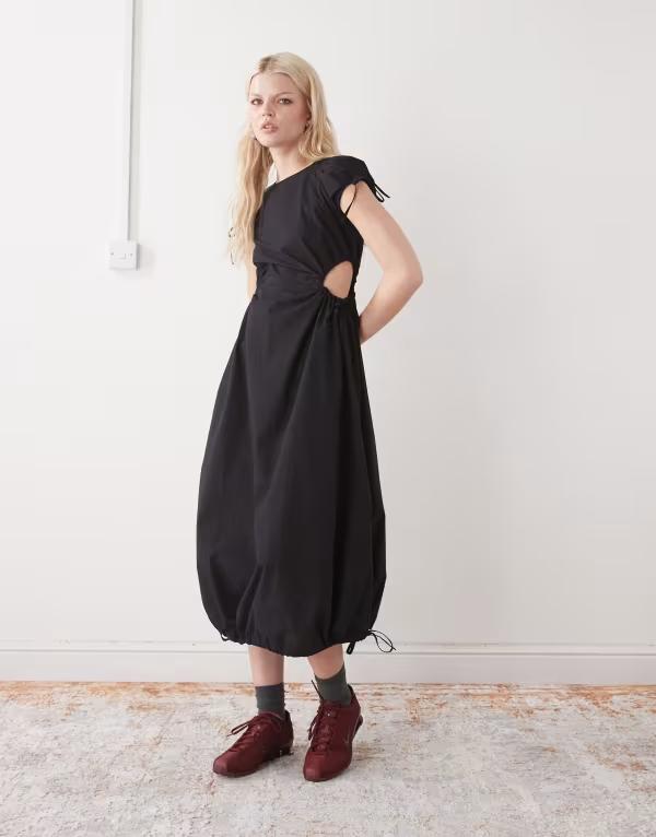 コルージョン レディース トップス ワンピース カットアウト マキシ COLLUSION channel detailing cut out maxi dress Black ブラック|ReVida 店