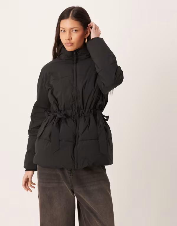 ノーバディーズ チャイルド レディース アウター ジャケット・ブルゾン スタンドネック コート Nobody's Child funnel neck tie sides padded coat Black ブラック|ReVida 店