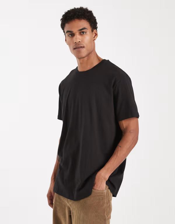 ブレーブソウル メンズ トップス Tシャツ クルーネック Brave Soul oversized crew neck T-shirt Black ブラック