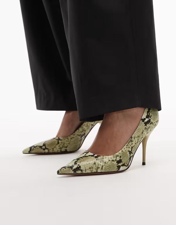エイソス レディース シューズ パンプス ヒール ASOS DESIGN Perth pointed stiletto higheeled pumpsnake Green Snake グリーン