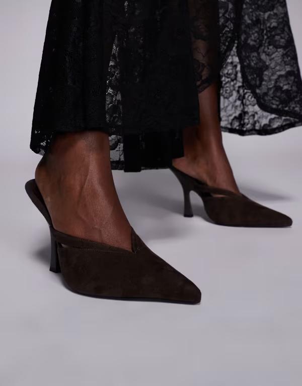 シミ レディース シューズ サンダル スエードクロス 踵 SIMMI Shoesimmi London Syrio heeled mulesuedette Brown Suede 赤銅色