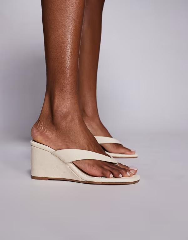 シミ レディース シューズ サンダル デニム SIMMI Shoesimmi London Jules wedge sandals denim Beige denim デニム