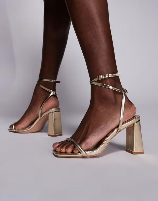 シミ レディース シューズ サンダル ヒール SIMMI ShoesIMMI London Citra block heel sandals Gold Metallic ゴールド|ReVida 店