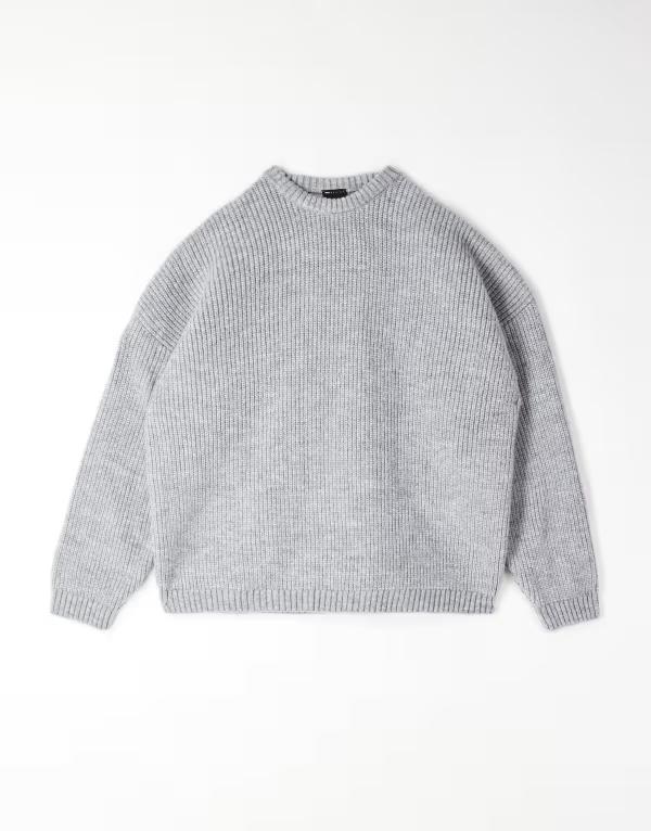エイソス メンズ アウター ニット・セーター ASOS DESIGN super oversized boxy fit knit fisherman rib sweater Gray グレー