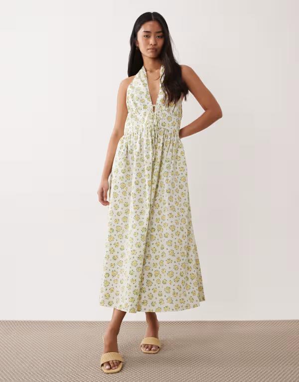 ノーバディーズ チャイルド レディース トップス ワンピース フラワー柄 ミディ フラワー ホルター Nobody's Child Lilijana halter midi dress floral White Print ホワイト 29,120円