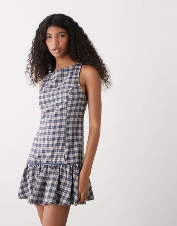 リクレイム ヴィンテージ レディース トップス ワンピース ミニ Reclaimed Vintage mini dress with dropped waist detail plaid Multi マルチカラー｜ReVida 店