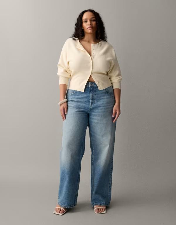 エイソス レディース ボトムス デニムパンツ ワイドレッグ ジーンズ ASOS Curve ASOS DESIGN Circular Design Collection Curve wide leg dad jeans in authentic midwash AUTHENTIC MID WASH