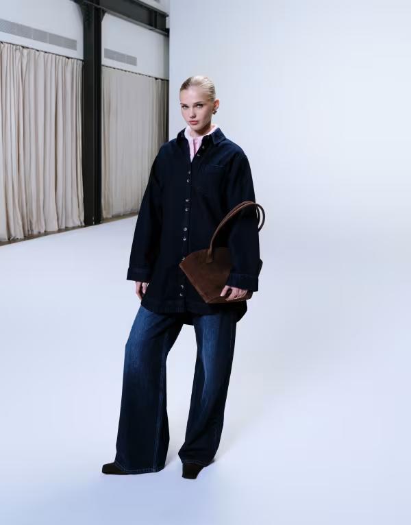 エイソス レディース トップス ワンピース シャツ ASOS DESIGN boxy long sleeve shirt dress in rinse｜ReVida 店