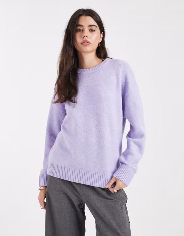 コットンオン レディース アウター ニット・セーター クルーネック Cotton luxe crew neck sweater in fig noir Fig Noir