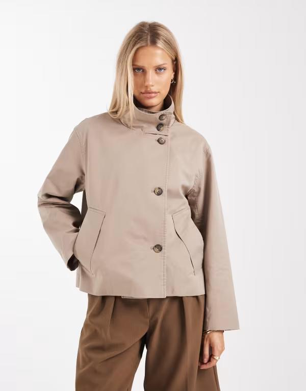 目的語 レディース アウター 上衣・上衣 Object premium button front shortrench jacket インチ taupe Desertaupe トープ
