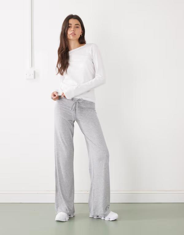 コルージョン レディース ボトムス 心地よいズボン下 ローライズ COLLUSION low rise yoga pant heather Gray Heather 薄墨色