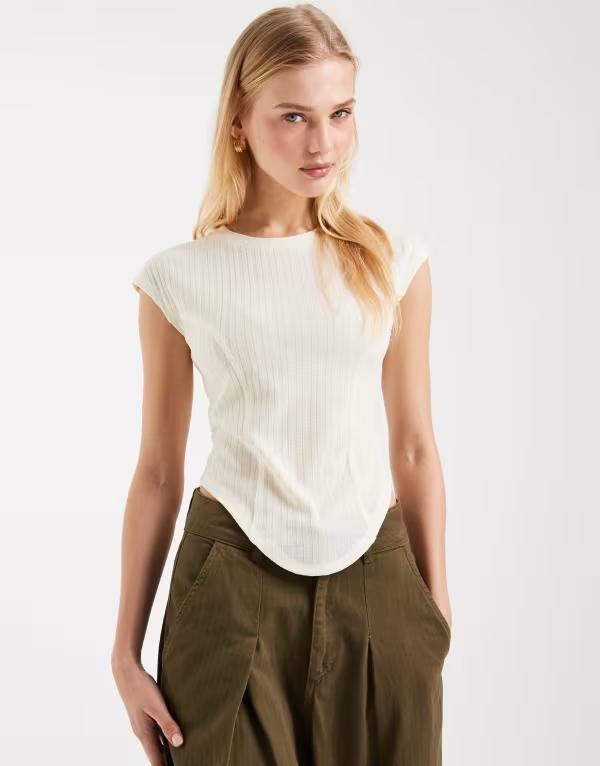 エイソス レディース トップス Tシャツ キャップ ASOS DESIGN cap sleeve top in cream クリーム