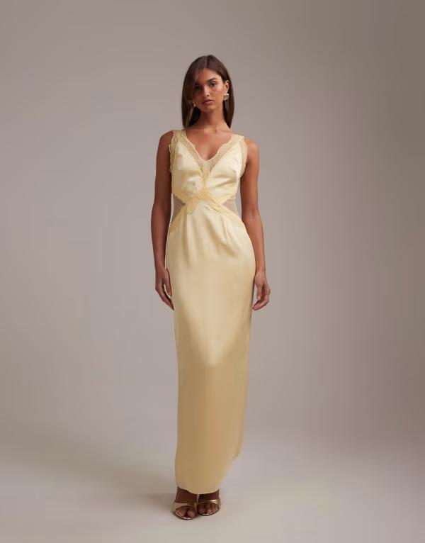エイソス レディース トップス ワンピース レース マキシ ASOS DESIGN Bridesmaids lace appliqu maxi dress in pale yellow Pale yellow イエロー 38,870円