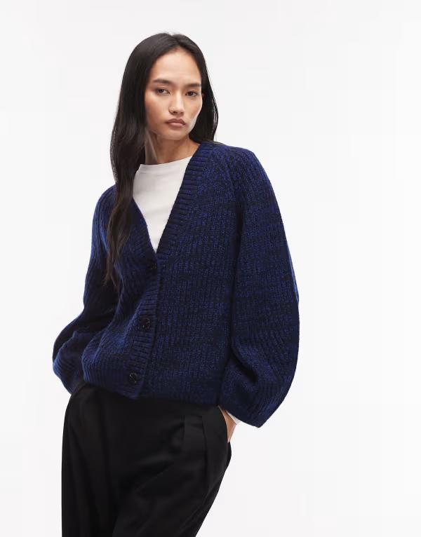 アンドアザーストーリーズ レディース アウター ジレー V素っ首 羊毛 綿織物 \u0026 Other Stories wool and cotton blend V-neck cable cardigand black twist Multi マルチ色つや