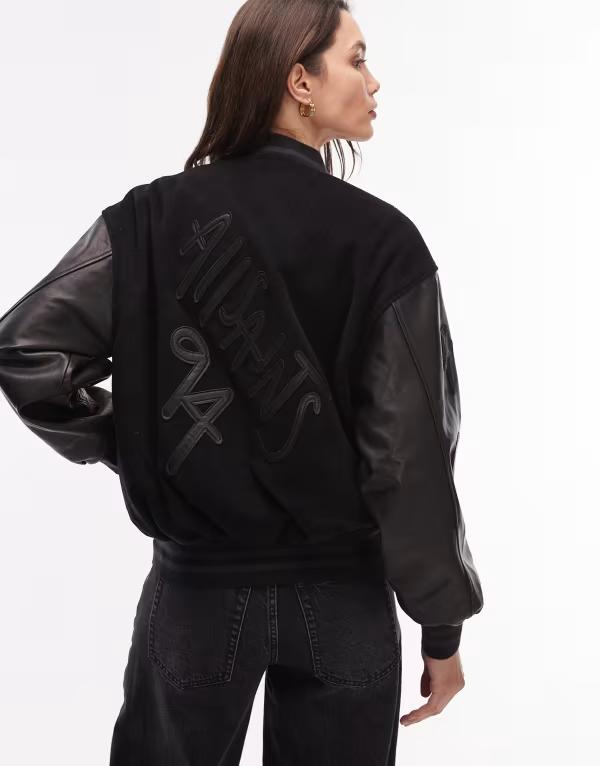オールセインツ レディース アウター ジャケット・ブルゾン AllSaints Varsity bomber jacket Khaki カーキ|ReVida 店