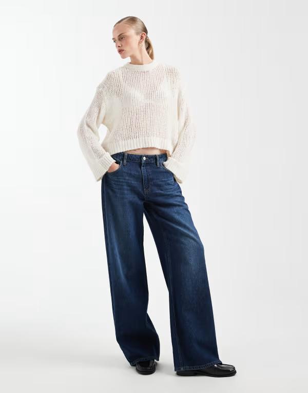 エイソス レディース アウター ニット・セーター ASOS DESIGN knit open stitch sweater in ecru エクリュ｜ReVida 店