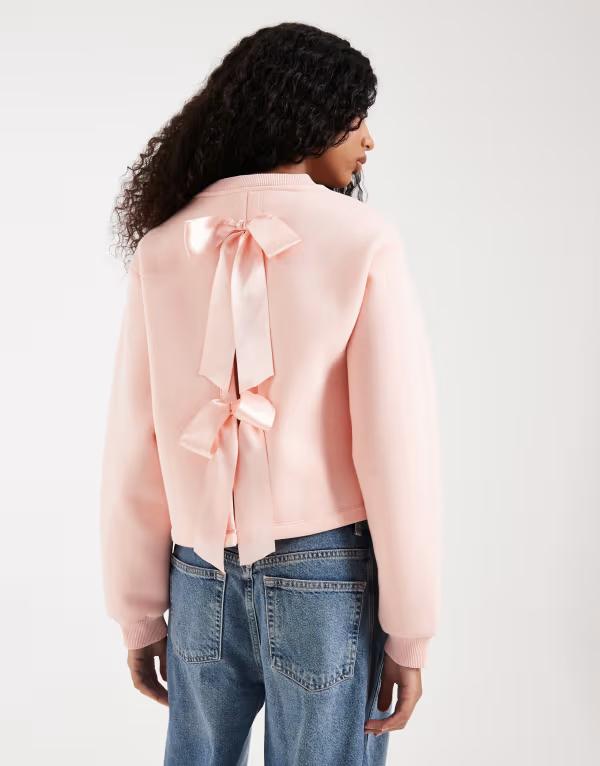 ミスセルフフリッジ レディース アウター ニット・セーター スウェット シャツ Misselfridge bow back sweatshirt PINK ピンク