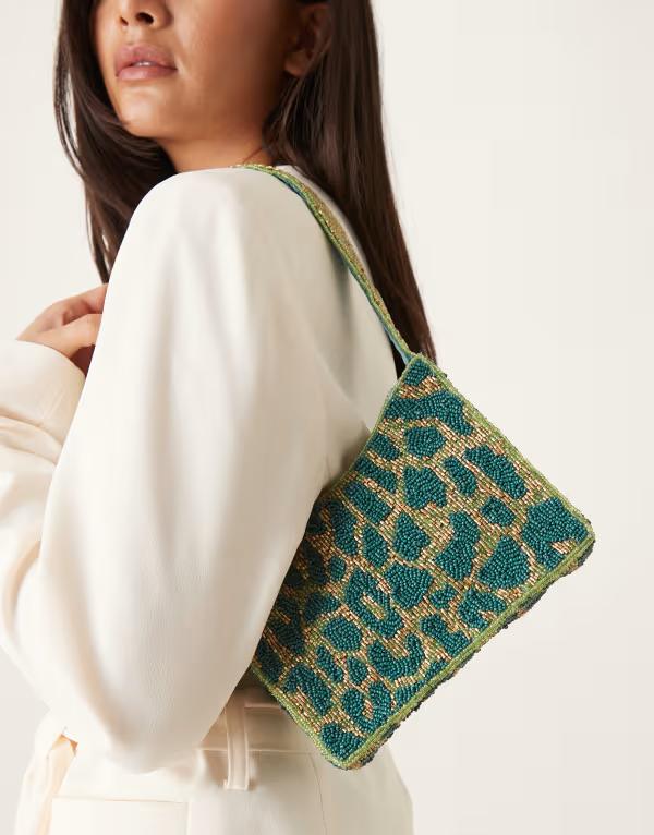トゥルーデカデンス レディース バッグ True Decadence animal beaded shoulder bag LIGHT GREEN グリーン