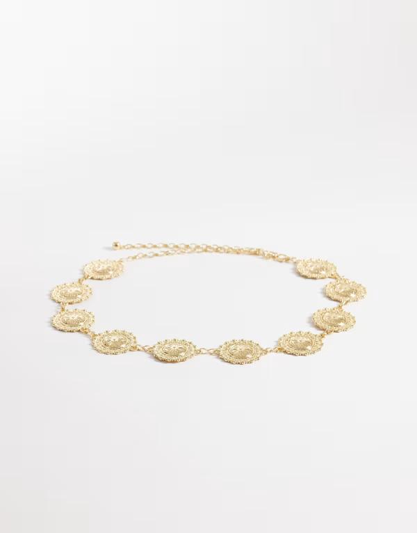マイアクセサリーズ レディース ベルト My Accessories large coin chain belt GOLD ゴールド
