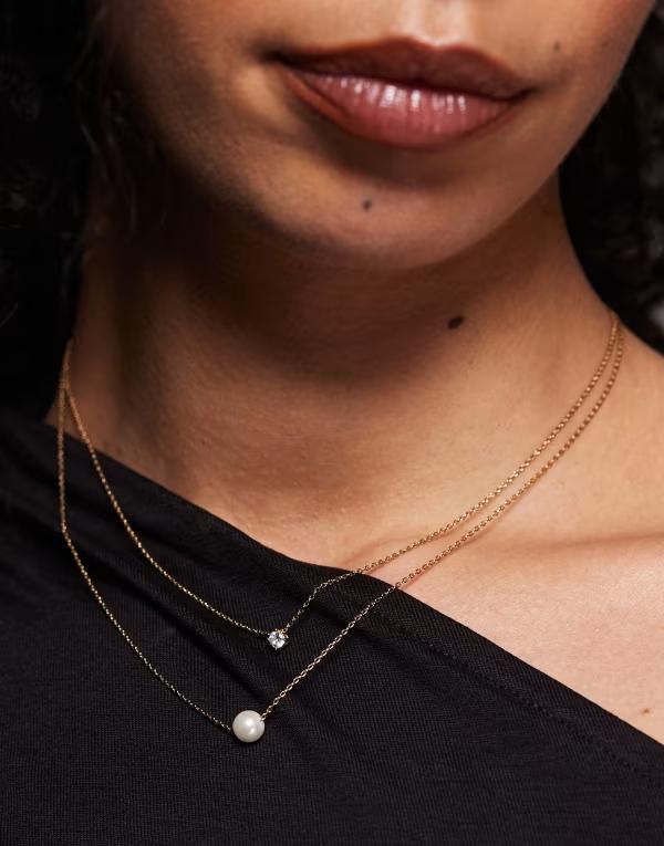 アルド レディース アクセサリー ネックレス・チョーカー・ペンダントトップ レース ALDO Gilpatricia crystal and faux pearlayered necklace GOLD ゴールド