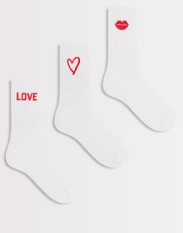ピーシーズ レディース アンダーお召しもの ソックス Pieces 3 pack valentinesocks Bright White 白いこと