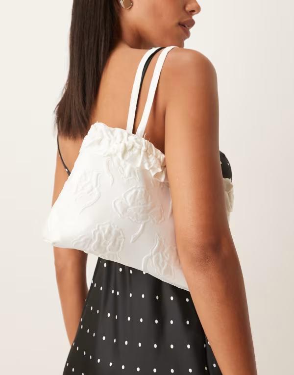 シスタージュン レディース バッグ フリル Dream Sister Jane Honey exclusive jacquard ruffle shoulder bag IVORY アイボリー