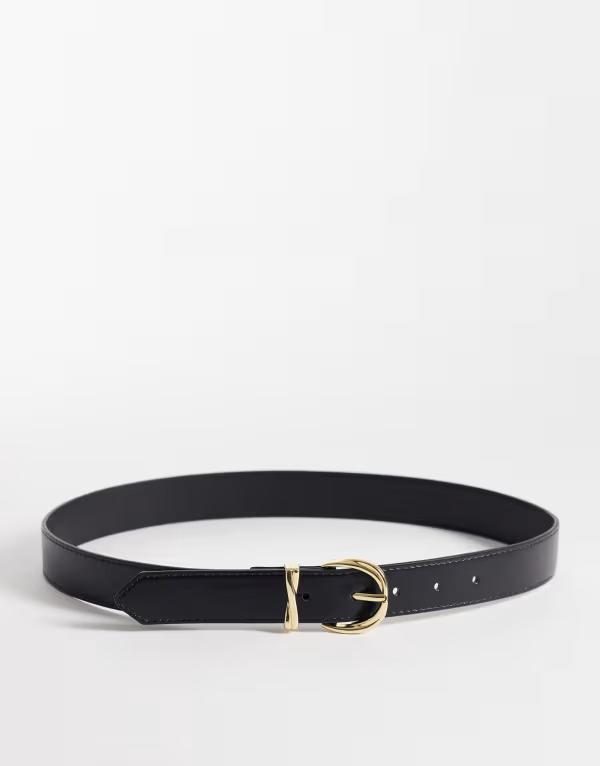マンゴ レディース アクセサリー ベルト レザー フェイクレザー Mango faux leather belt Black ブラック