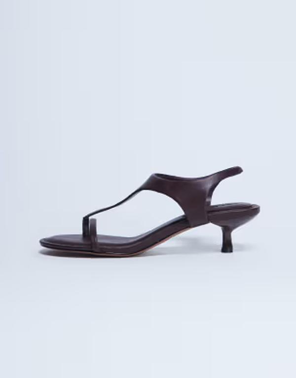 とっ始め販売店 レディース シューズ サンダル 踵 Topshop Amber toe thong mid heel sandals Burgundy バーガンディ