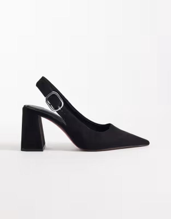 エイソス レディース シューズ パンプスエード ヒール ASOS DESIGN Wide Fit Surrey high block heeled slingback pumpsuedette Black suedette ブラック