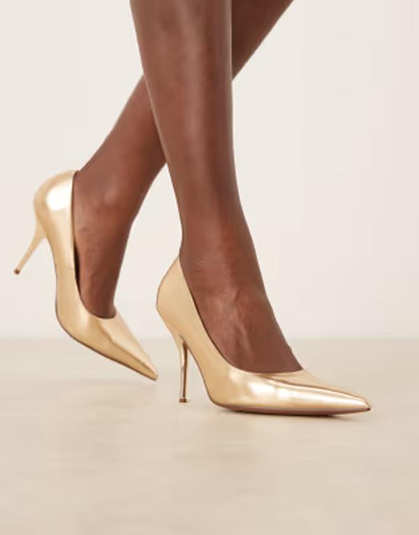 エイソス レディース シューズ パンプス ヒール ASOS DESIGN Wide Fit Perth pointed toe stiletto higheeled pumps GOLD ゴールド