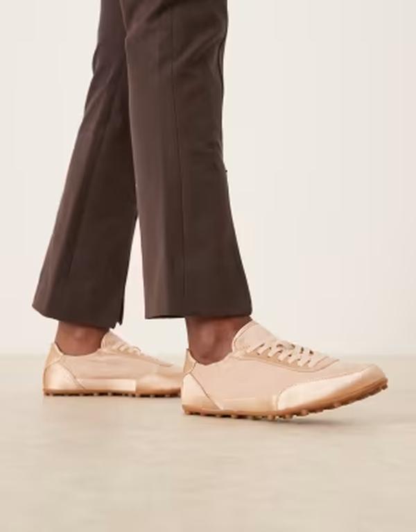 エイソス レディース シューズ スニーカー レース ASOS DESIGN Desire slim sole lace up sneakers in blush ブラッシュ