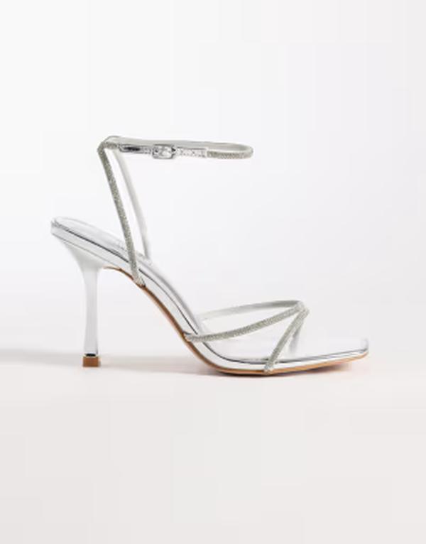シミ レディース シューズ サンダル 踵 SIMMI Shoesimmi London Judy embellished heeled sandalsilver mirror しろがね色
