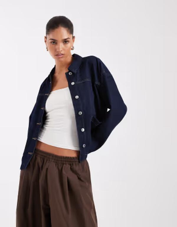 ヴェロモーダ レディース アウター ジャケット・ブルゾン デニム Vero Moda denim shacket with front pockets in dark blue rinse Dark Blue Denim デニム