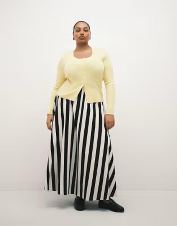 エイソス レディース ボトムスカート Tシャツ コットン ASOS Curve ASOS DESIGN Curve cotton sateen volume circle skirt in stripe ストライプ