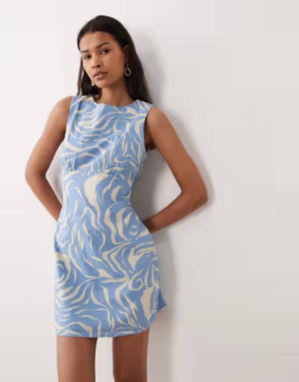 ノーバディーズ チャイルド レディース トップス ワンピース プリント ミニ Nobody's Child Vicky mini dress print Blue Print ブルー｜ReVida 店