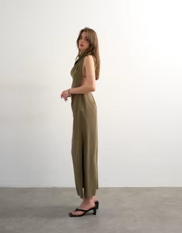 トップショップ レディース トップス ワンピース ドレープ ミディ Topshop drape detail midi dress Green グリーン