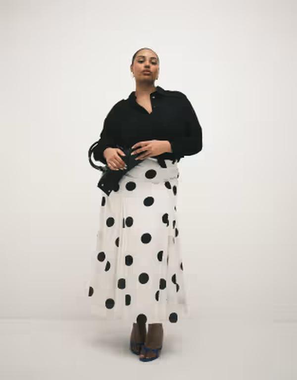 エイソス レディース ボトムスカート コットン マキシ ASOS Curve ASOS DESIGN Curve cotton godet maxi skirt in spot