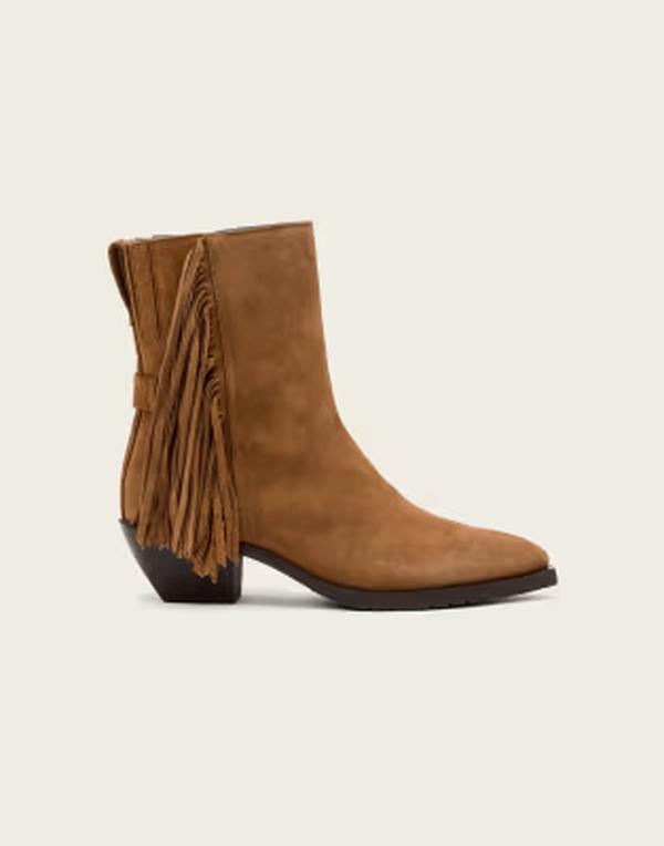 オールセインツ レディース シューズ ブーツ・レインブーツ スエードクロス アンクル フリンジ AllSaints bazely suede fringe ankle boots インチ tan brown 赤銅色