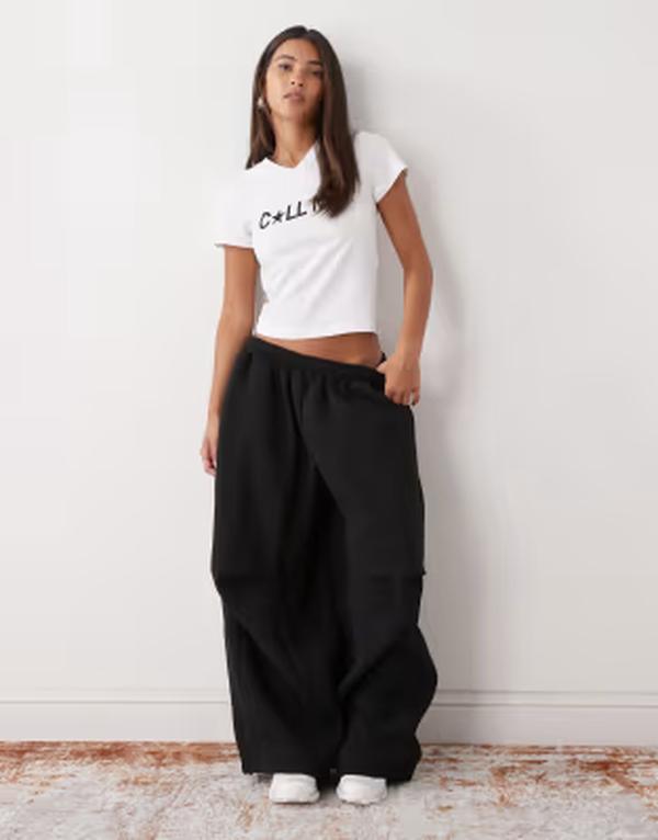 コルージョン レディース ボトムス カジュアルパンツ スウェットパンツ COLLUSION XL baggy sweatpants Black ブラック