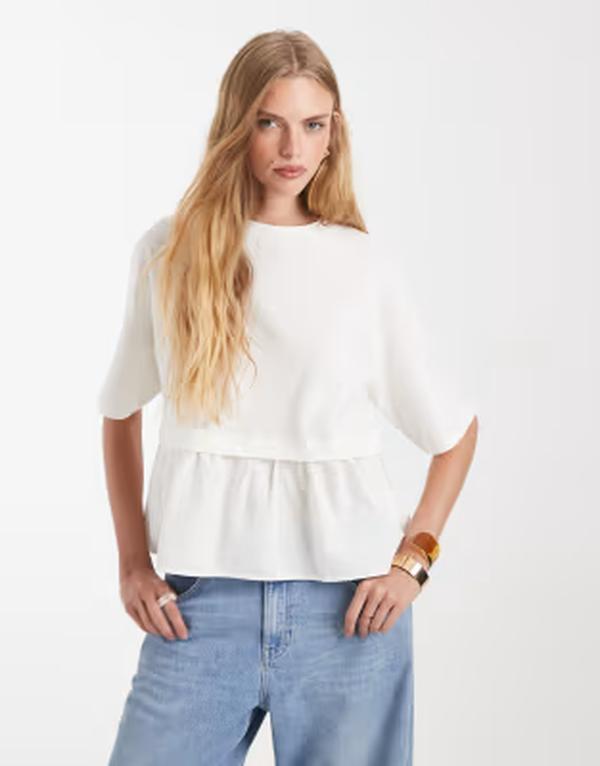ミスセルフフリッジ レディース トップス プルオーバー Misselfridge poplin mix T-shirt インチ cream 皮膚軟化剤