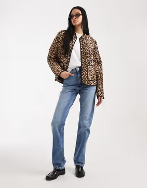 ベロモーダ レディース アウター ジャケット・ブルゾン プリント キルティング Vero Moda Tall quilted jacket in leopard print Rugby Tan Leopard タン｜ReVida 店
