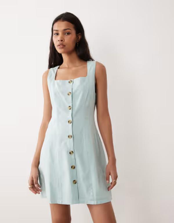 ノーバディーズ チャイルド レディース トップス ワンピース ミニ Nobody's Child square neck mini dress with button front in mint ミント