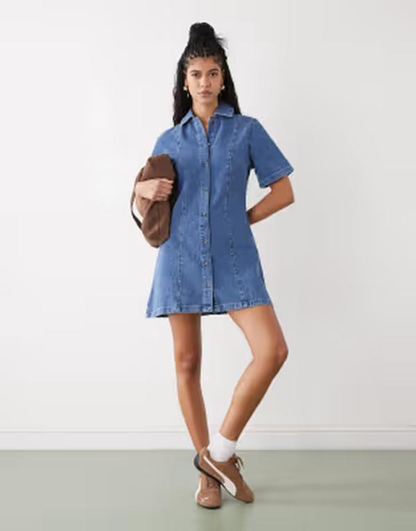 リクレイム ヴィンテージ レディース トップス ワンピース シャツ Reclaimed Vintage shirt dress in mid-wash Mid Wash 16,860円