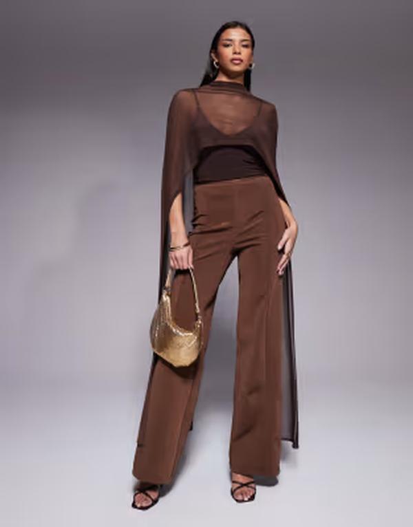 エイソス レディース トップス シャツ ケープデザイン ベスト キャップ ケープ ASOS DESIGN Scoop cape vest in chocolate チョコレート