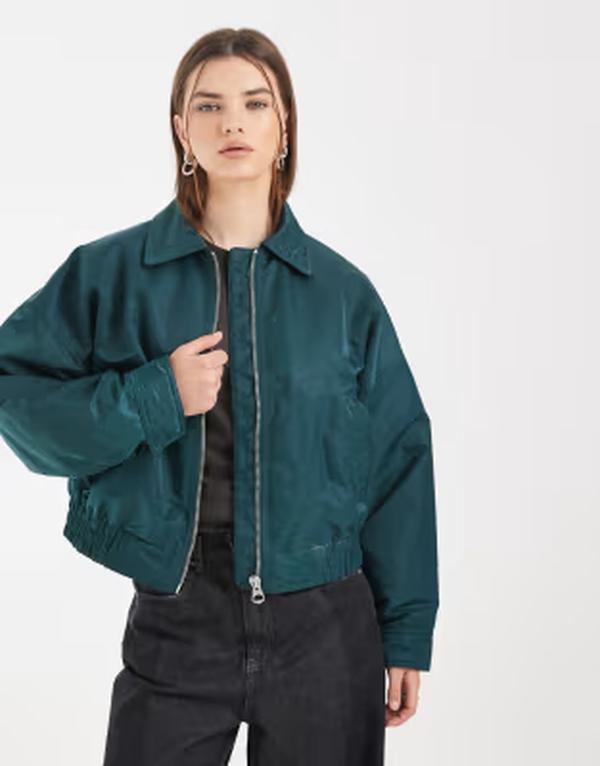エイソス レディース アウター ジャケット・ブルゾン ナイロン ASOS DESIGNylon bomber jacket in teal ティール