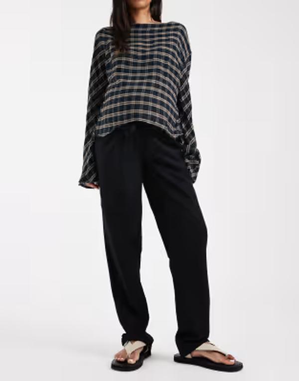 ママライシアス レディース ボトムス カジュアルパンツ リネン マタニティ Mama.licious Mamalicious Maternity tie waist linen touch pants Black ブラック