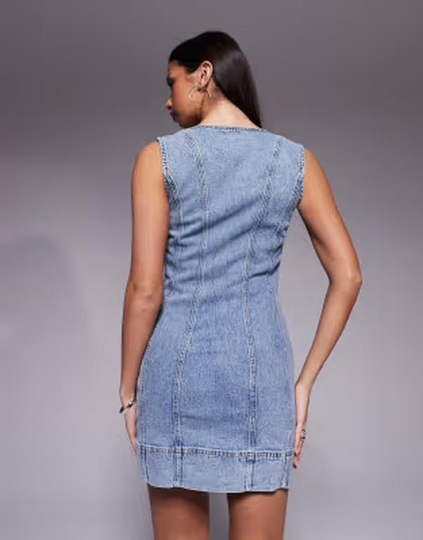 グッドアメリカン レディース トップス ワンピース ミニ デニム Good American button front mini denim dress in light wash Indigo 1104 インディゴ