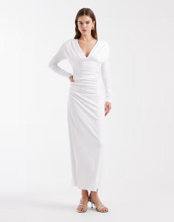 フォース&レックレス レディース トップス ワンピース ギャザー マキシ 4th & Reckless ruchedraping dropped shoulders plunge neck maxi dress CREAM クリーム 20,610円